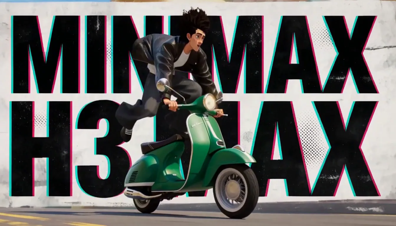 Animated rider moving through a graphic MiniMax H3 Max scene